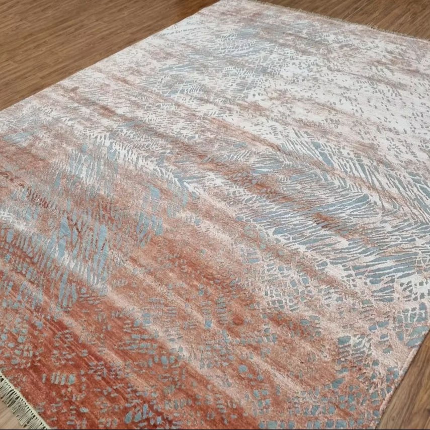 Handmade Moroccan Style Wool Silk Rug Tufted and Washable Large Area for Home and Office for Living and Dining Room